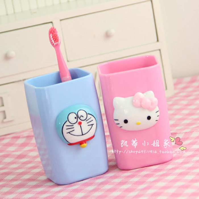 韩国创意可爱KITTY卡通情侣洗漱杯浴室刷牙杯子塑料漱口杯