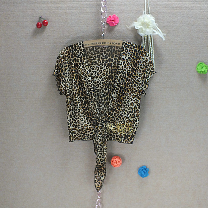 2020精品夏装薄款豹纹网纱短袖外搭披肩小坎肩短款小外套开衫女