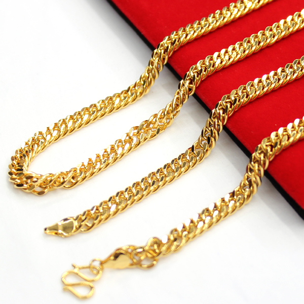 仿999黄金项链 镀24K黄金老板链 镀金项链男款 送朋友礼貌不褪色