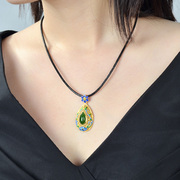 Very retro ladies elegant natural Thai Ms Jade 925 silver pendants cloisonne pendant new