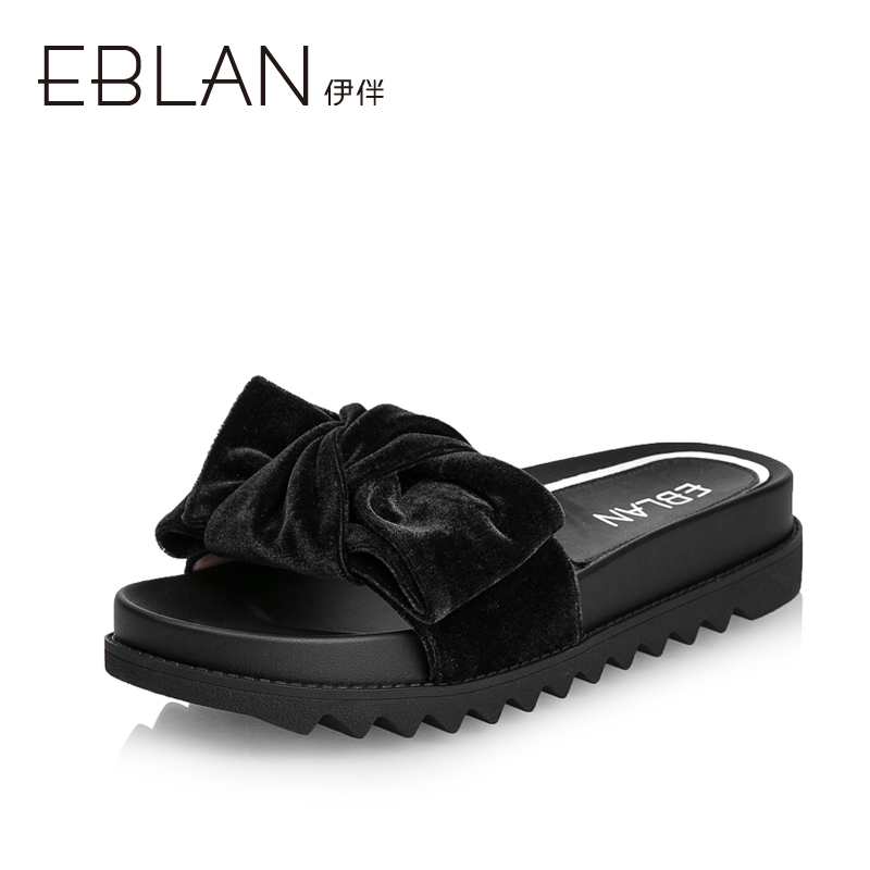 千百度集團 EBLAN/伊伴時尚平底大蝴蝶結涼鞋拖鞋女鞋B7359308