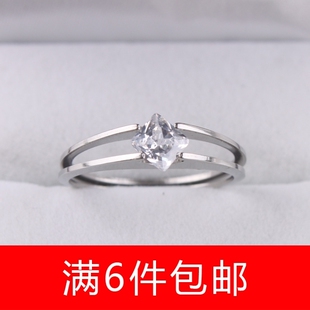 饰品 清仓处理 不过敏 细韩版 钛钢指环女式 新款 超大方形水钻