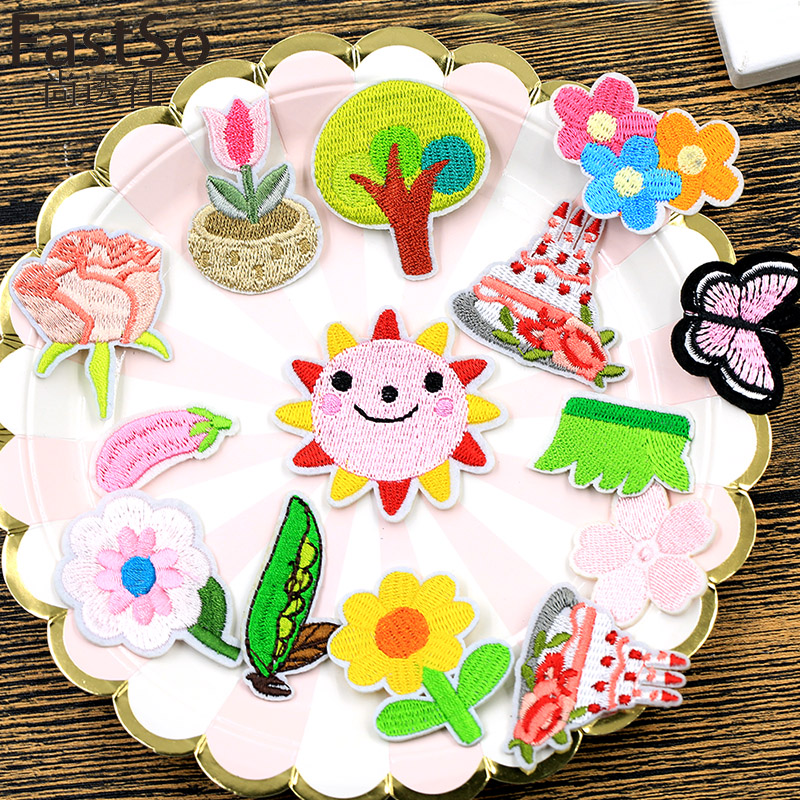 可爱布贴刺绣花朵补丁贴布小号衣服贴儿童毛衣T恤贴花卡通背胶