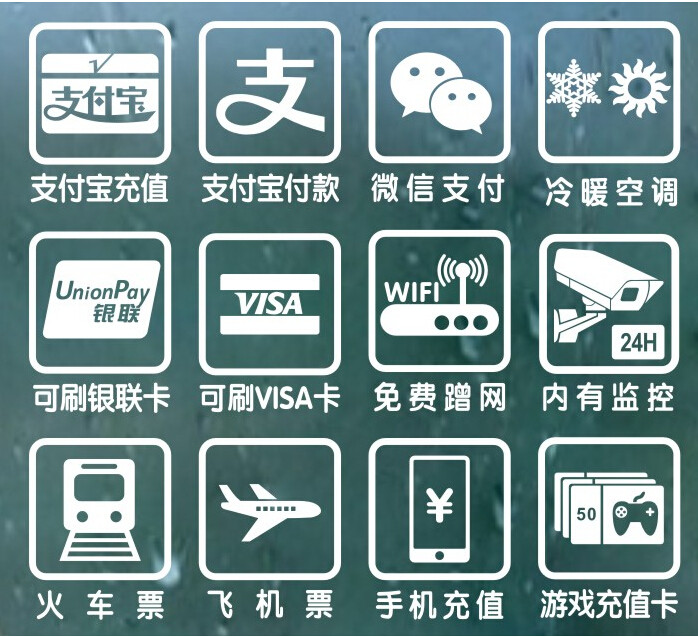 B6123wifi免费蹭网贴纸 银联卡支付游戏充值卡标示墙贴火车票微信