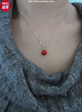 贝珠珊瑚性感女友大红吊坠项链
