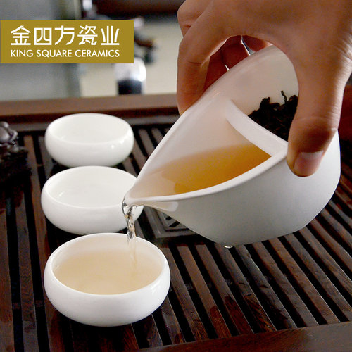 陶瓷金四方5件套送礼品功夫茶具