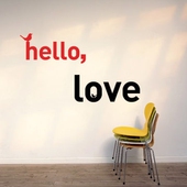 英文小鸟时尚 hello love 浪漫爱情DIY墙贴墙帖客厅卧室电视墙