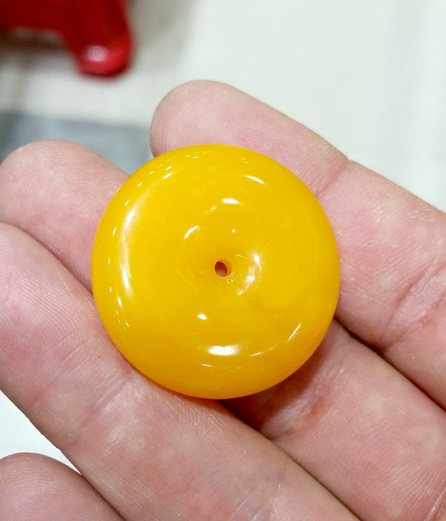 浮盐水琥珀老蜜蜡原矿 原石鸡油黄平安扣吊坠手串手链项链男女款