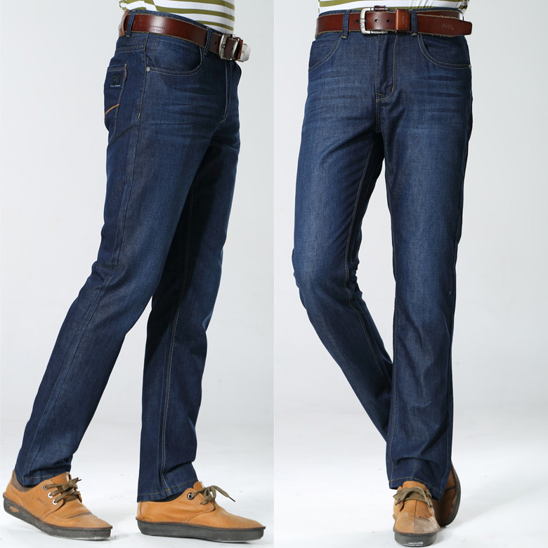 啄木鸟男士直筒夏装休闲牛仔裤男装宽松商务男裤子免烫薄款长裤棉