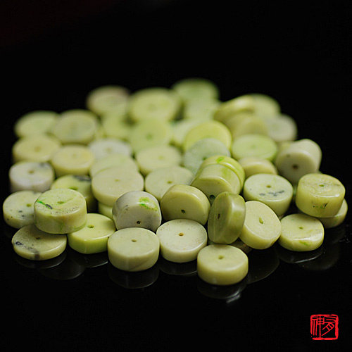 地方玉菜花玉隔片佛珠手串配饰菜花玉到代老玉隔片便宜杂玉