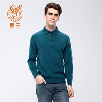 King Deer / Lu Wang Qiu Dong new áo len cashmere nguyên chất nam Áo thun ve áo kinh doanh quần áo nam 110134395 - Áo len Cashmere áo khoác thể thao nam