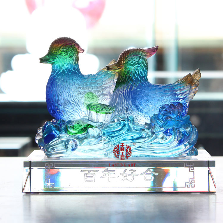 琉璃结婚礼物百年好合和和美美鸳鸯龙凤工艺品摆件创意新婚礼品