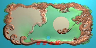 精雕图 浮雕图 灰度图 电脑雕刻图 JDP源文件 祥云龙茶盘
