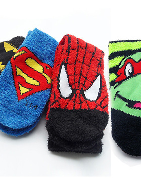 超人/蜘蛛侠spiderman/蝙蝠侠/忍者神龟羽毛绒保暖袜微瑕疵处理