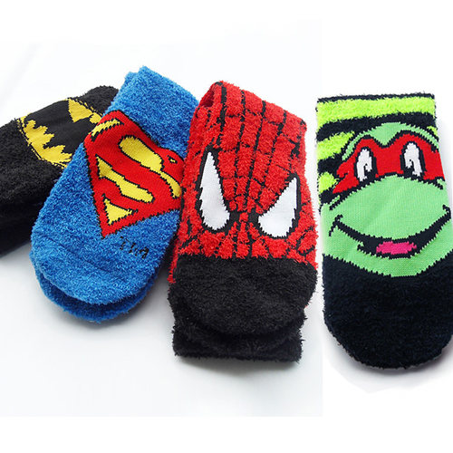 超人/蜘蛛侠spiderman/蝙蝠侠/忍者神龟羽毛绒保暖袜微瑕疵处理