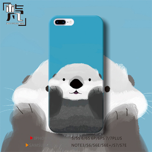 简约创意可爱萌萌哒水獭iphone6s 三星S7 oppo 华为p10手机壳包邮