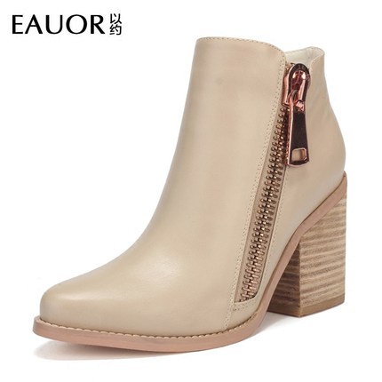Eauor/以约2016秋冬季短筒靴子女春秋单靴厚底粗跟棉靴短靴马丁靴