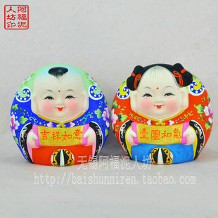 无锡泥人惠山泥人精品吉祥如意大阿福大师作品纯手工艺非物质文化