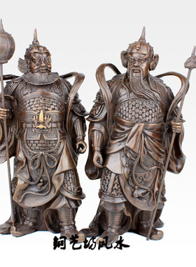 铜尉迟恭秦琼左右护法摆件