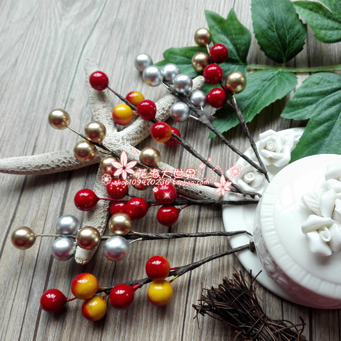 仿真红果串 小果串 红色浆果 发饰发夹材料 森系小果子 1枝价