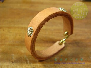 手工纯铜装饰皮圈手环情侣礼品天然牛皮腕带简约男女个性复古手镯