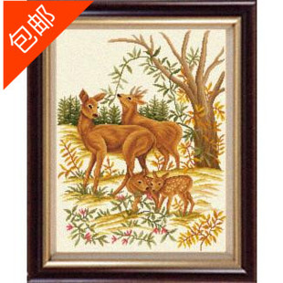 尚美绒绣 毛线绣 半针绣 绒线绣 动物系列 福禄一家 正品手工艺品