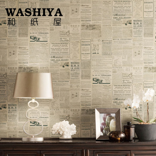 【和纸屋】美式仿旧报纸 卧室背景墙 进口日本墙纸壁纸 按米卖