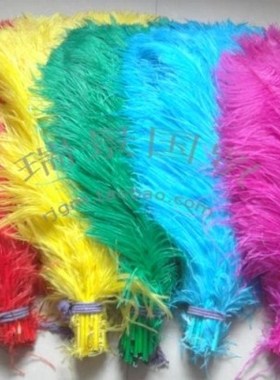 南非进口粗杆宽毛鸵鸟羽毛55-60cm黑色白色彩色鸵鸟毛婚庆装饰用