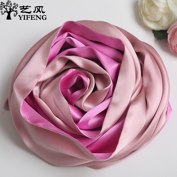 淡漠双色披肩秋冬玫红丝巾