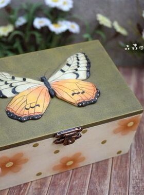 美式乡村风彩绘立体蝴蝶装饰品