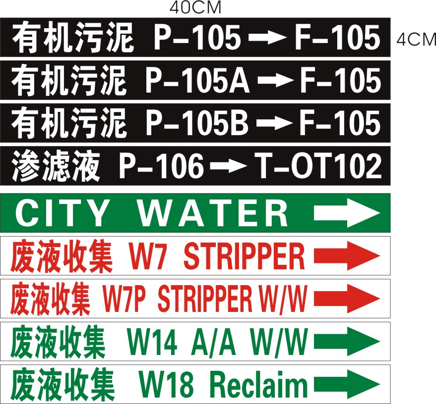 反光管道标识管道标贴标签流向箭头标安全标识管路色标不干胶