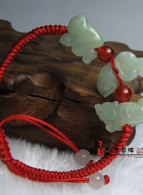 属鼠人生肖天然翡翠玉牛猴龙三合六合钥匙扣红绳手链