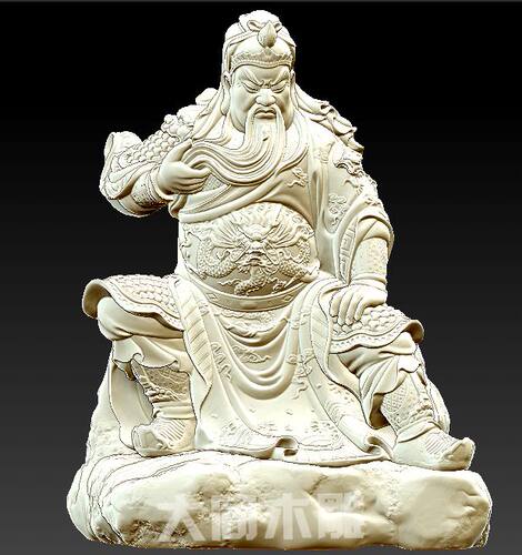 圆雕图 三维立体 stl 3D打印 模型 精雕图 灰度图/精致关公坐像