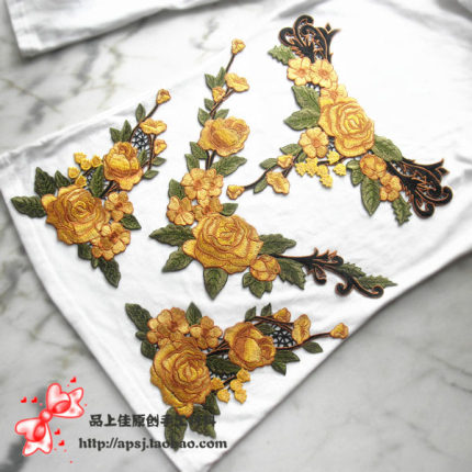 牡丹花朵刺绣布贴衣服补丁贴花大号羽绒服手工DIY装饰辅料民族风
