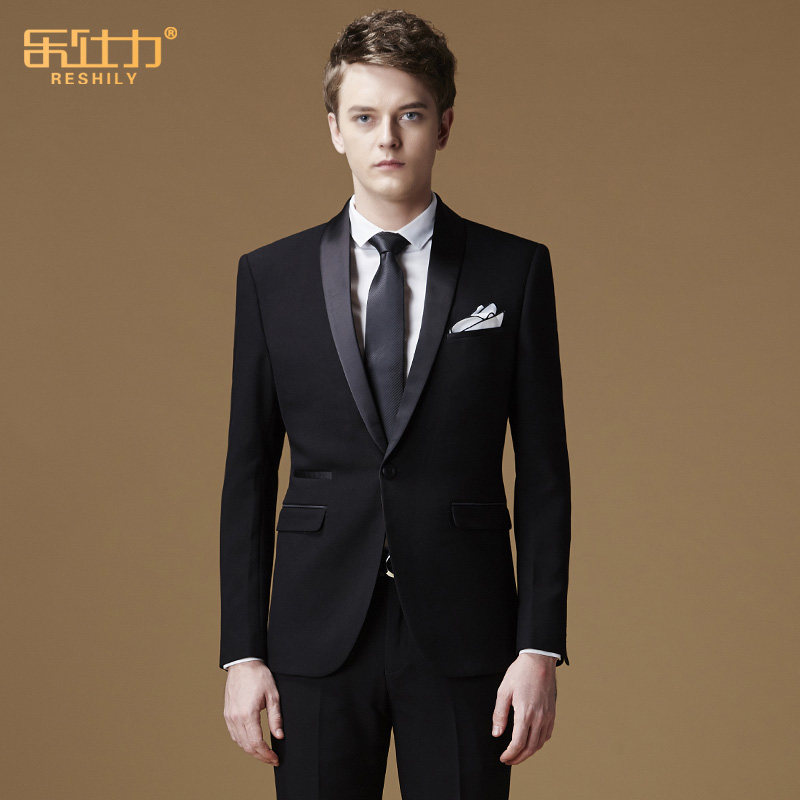 乐仕力男士西服修身商务宴会轻奢缎面黑西装男外套休闲秋季青年款在类目 男装, 西服中 - 来自Buy2taobao.com提供专业的淘宝代购服务