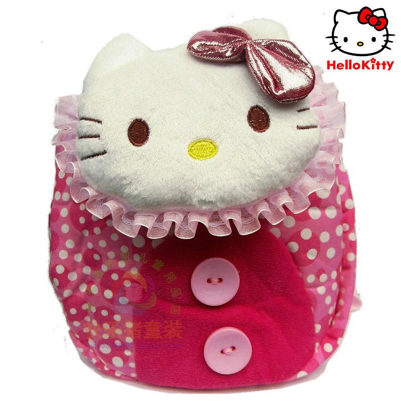 Hello Kitty 凯蒂猫粉红色白圆点帆布幼童背包 小童书包