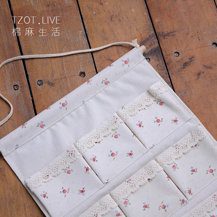 收纳挂袋 门后储物墙上挂袋可爱挂式挂袋多层 壁挂棉麻布艺收纳袋