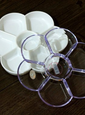 8607透明梅花盘 塑料调色盘 美术用品 丙烯水粉水彩颜料调色