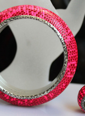 西洋古董首饰欧洲回流二手宝*缇*嘉 b* v真品925银手镯戒指套装