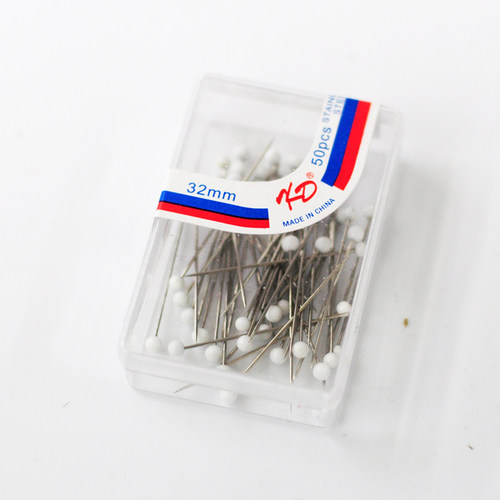 出口品质手工娃娃Diy工具 盒装白色 彩色玻璃珠针 50针装