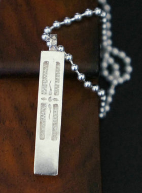 宝贝银铺素银950手工长方体十字架银块镂空个性女式吊坠