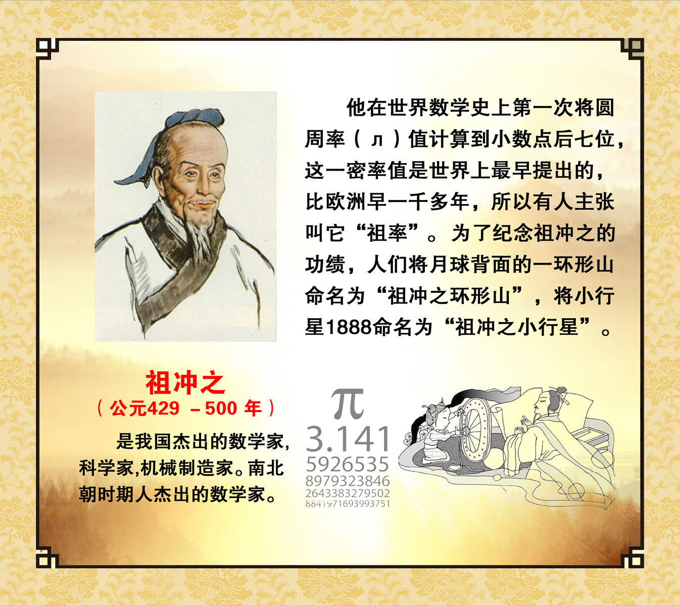 734海报印制展板写真喷绘贴纸839科学家名人祖冲之简介