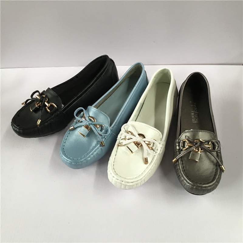 品牌断码女鞋特价清仓处理  春夏圆头蝴蝶结真皮平底豆豆鞋女单鞋