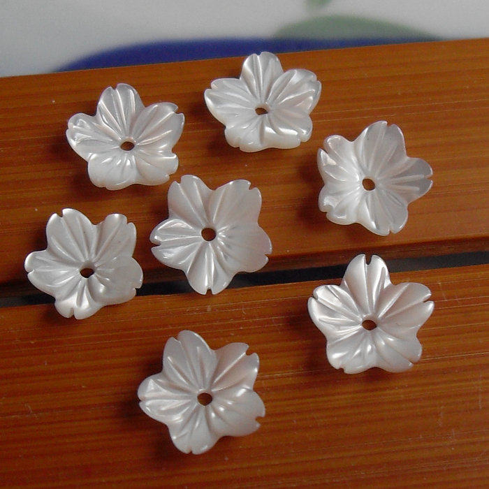 天然深海五瓣贝壳花 8mm马蹄螺碗花 diy发簪耳饰配件材料