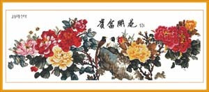 十字绣高清彩色印刷图纸中国风ZF001花开富贵cross stitch