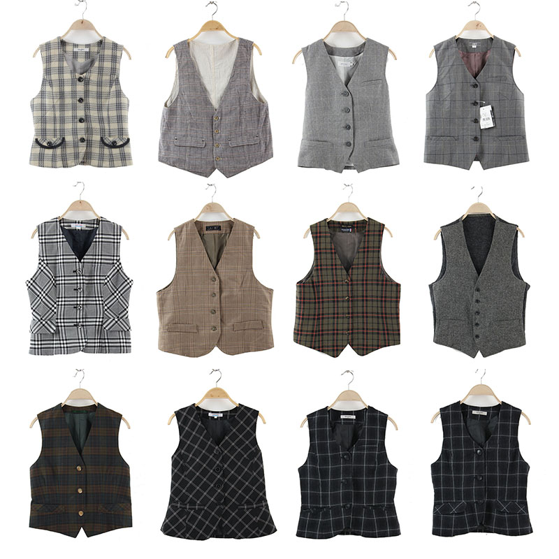 古着马甲文艺百搭格子格纹马夹