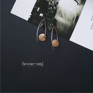 faveur 女王系列 独家定制 14k包金 拉丝圆盘耳环 有弧度的圆片