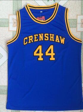 科比Bryant特里Hightower 44 Crenshaw高中蓝色篮球泽西刺绣球衣