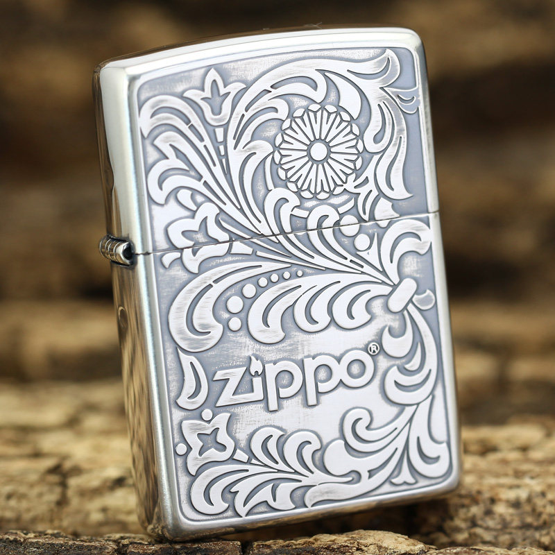 ZIPPO原装正品打火机 纯银 富贵花开 双面雕刻唐草 专柜正版 限量