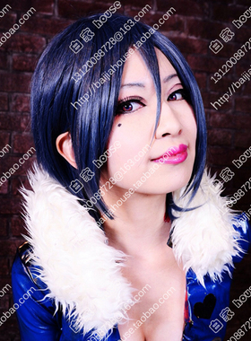 七宗罪/七大罪 玛琳 Merlin 蓝黑色 黑蓝色收脸短发 cosplay假发